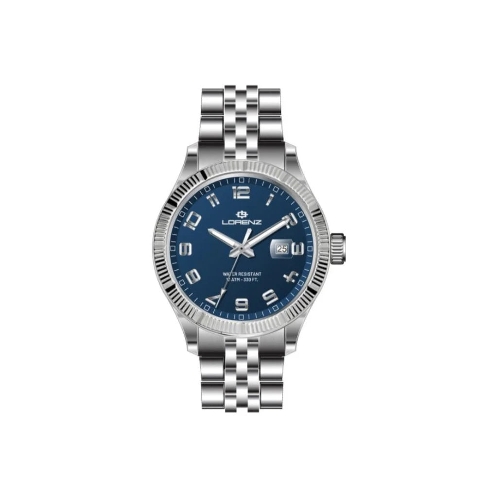 LZ 26982 CC Orologio Uomo LORENZ GINEVRA Bracciale Acciaio Quadrante Blu