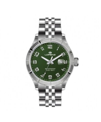 LZ 26982 DD Orologio Uomo LORENZ GINEVRA Bracciale Acciaio Quadrante Verde