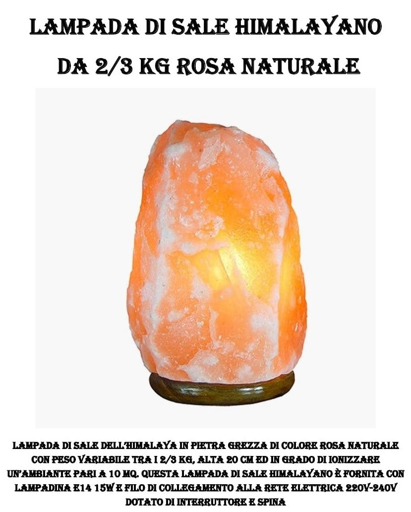 Lampada di sale Himalayano da 2/3 KG rosa naturale